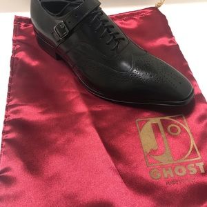 Jo Ghost ,men’s less up/ buckles shoe with leather top & soles. Made in Italy.